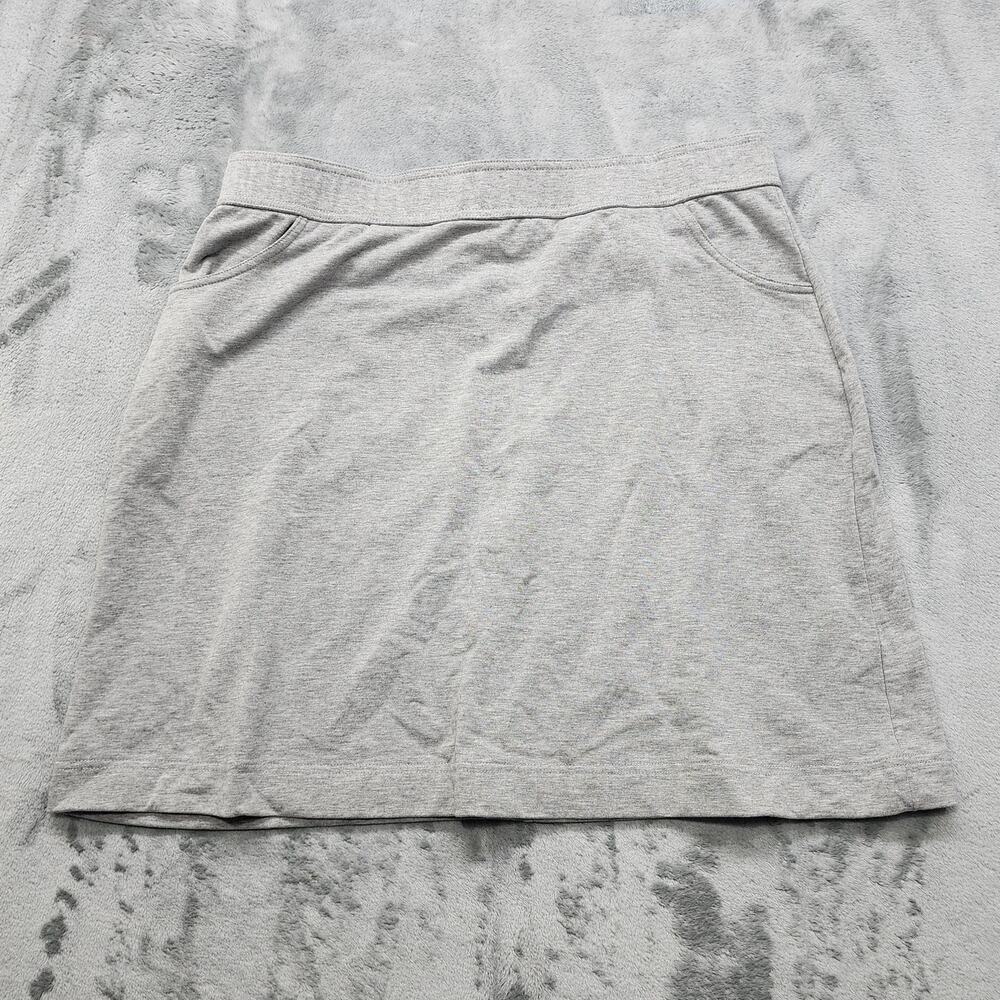 Susan Graver Skirt Womens M Heathered Gray Pull On Knit Mini Pockets Sporty